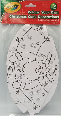Crayola - 10 pack Colour Your Own Christmas Cone Decorations...Stock Clearance