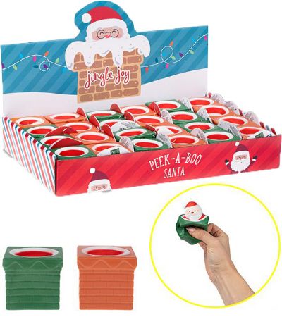 24x Jingle Joy Peek A Boo Pop Up Squishy Santa In Display