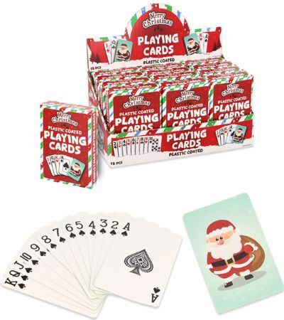12x Christmas Playing Cards In Counter Display