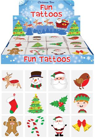 576x (48X 12pk) Christmas Fun Mini Tattoos