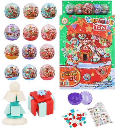 12x Christmas Building Block Kit In Capsule