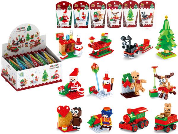 12x Merry Christmas - Christmas Building Block Kits In Counter Display