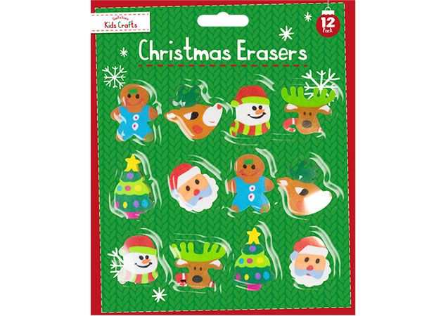 Santa Loves Kids Crafts -12 pack Christmas Character Erasers
