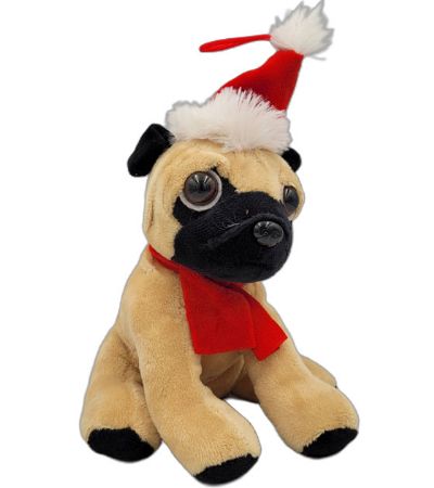 Christmas Pug Soft Toy